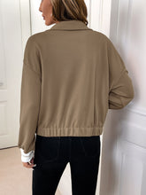Perfee Collared Neck Button Down Jacket OutfitFlow